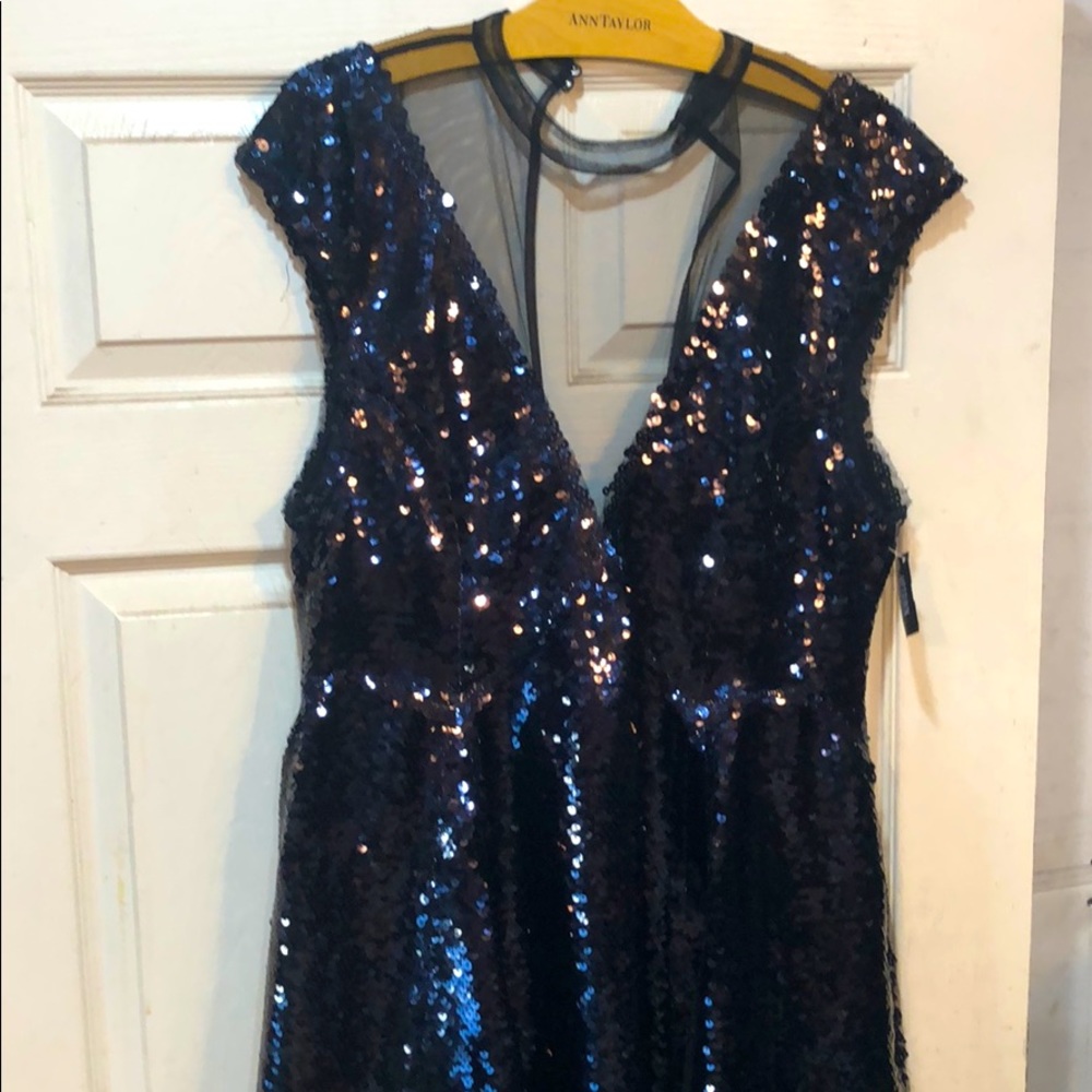 Free People Navy Sequin Lace Dress